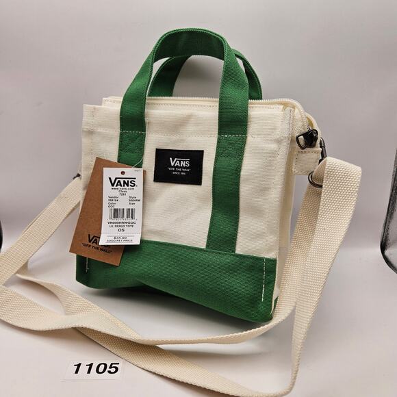 Vans Handbags - VANS LIL PERGS MINI TOTE BAG SMALL CROSSBODY PURSE CANVAS GREEN WHITE